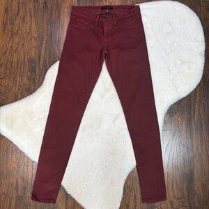 Fling Monkey Skinny Jeans 27 Burgundy Low-Rise Stretch Denim Jegging Women's